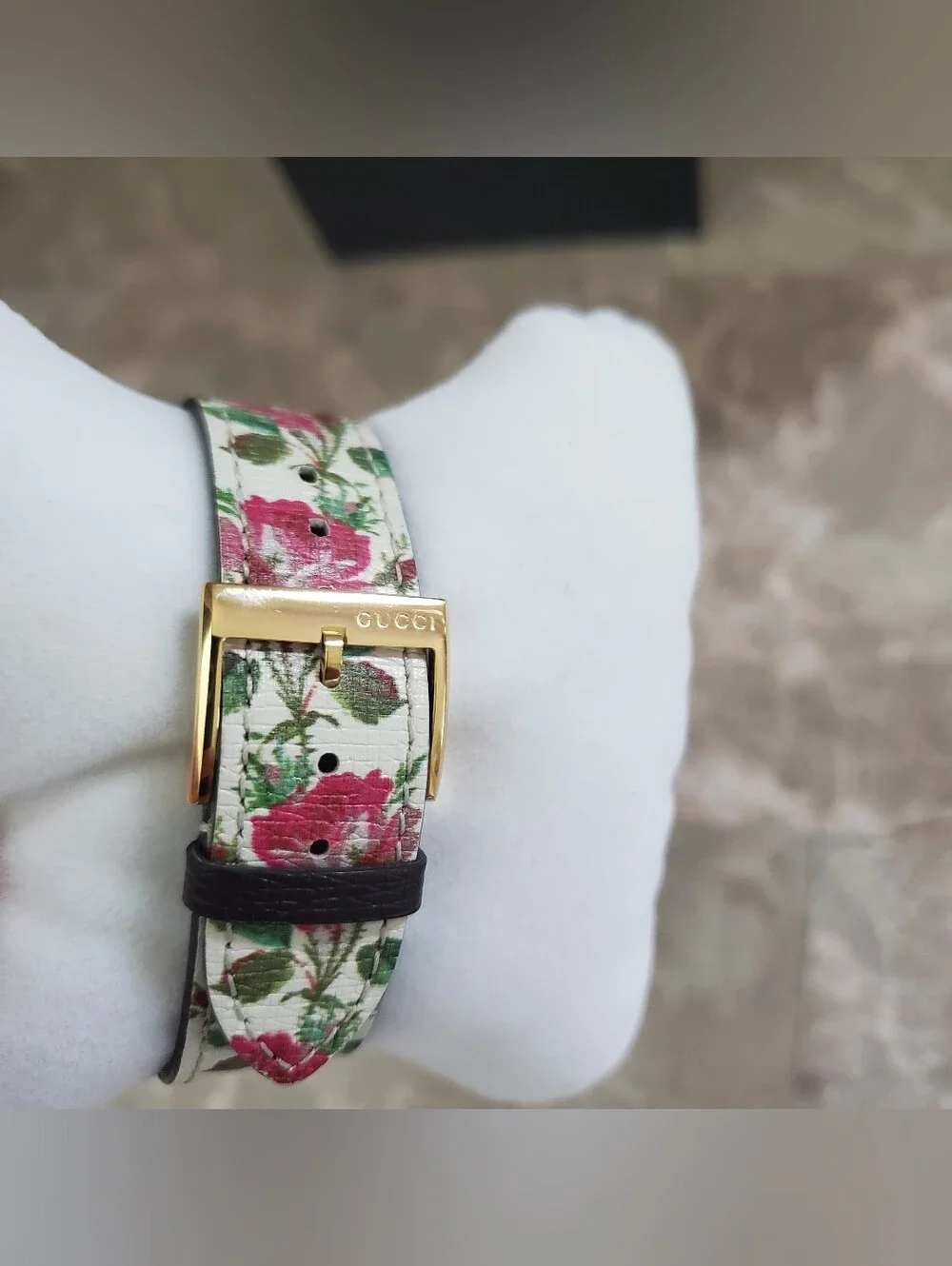 Gucci Stainless Steel Calfskin 38mm G-Timeless Floral Quartz Watch Gold Ivory